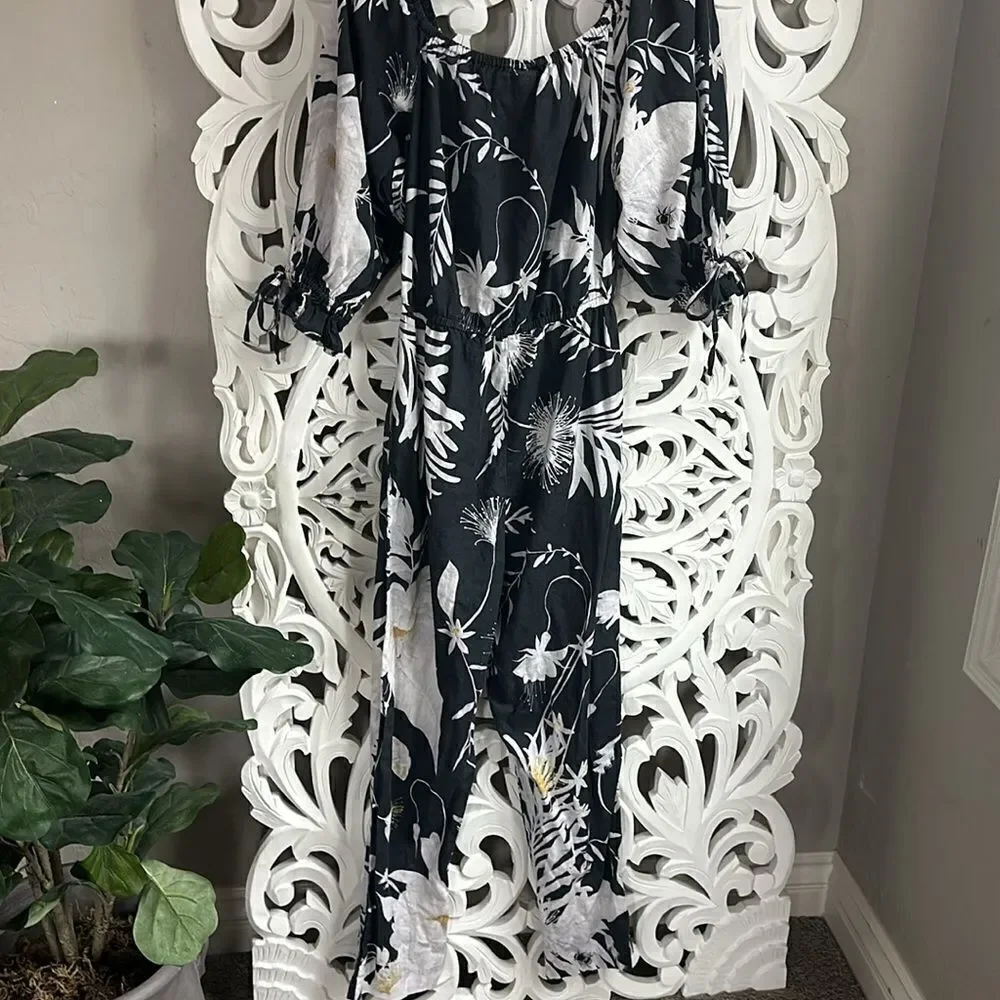 H&M Floral Linen Jumpsuit